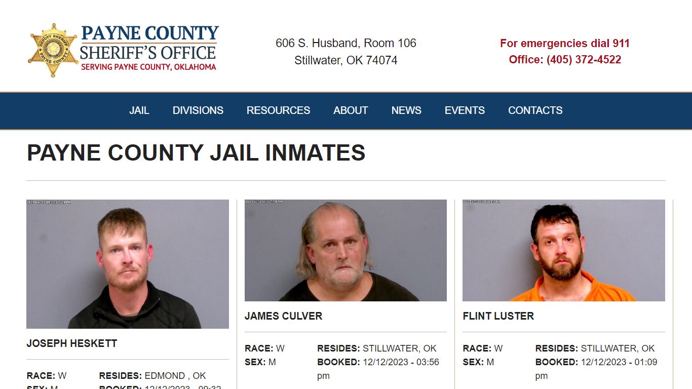 Inmate Search - Payne County Jail